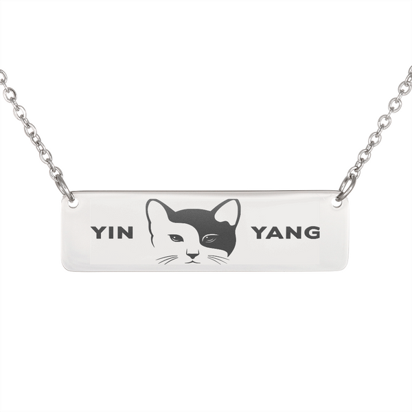 Yin Yang Cat Bar Necklace